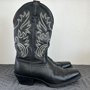 Ariat Shoes Adult 9.5 D Black Cream Leather Cowboy Boots Stitch Square Toe Mens